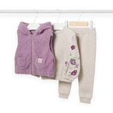 Mayoral Baby Girl Sweatshirt, Sweatpants & Vest 3pc Set ~ Heathered Stone/Pink