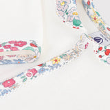 Petit Bateau Front Snap Velour Footie w/ Floral Print Collar ~ White