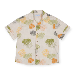 Mayoral Boys Printed s/s Button Down Shirt ~ Leaves/Iguana