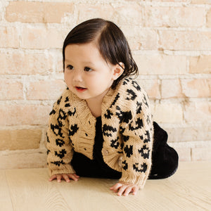 The Blueberry Hill Knit Cheetah Cardigan ~ Latte/Black