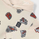 Mayoral Boys Moto Print Hoodie ~ Light Khaki