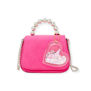 Tiny Treats Metal Pearl Handle Heart Bag