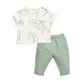 Play Up Baby Printed Tee & Woven Pants Set ~ Leaves/Sage