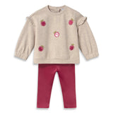 Mayoral Baby Girl Raspberries Sweatshirt & Velvet Leggings Set ~ Soy/Raspberry