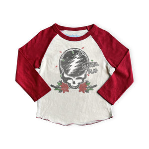 Rowdy Sprout Baby Grateful Dead Holiday SYF Raglan l/s Tee ~ Vintage White/Red