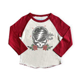 Rowdy Sprout Baby Grateful Dead Holiday SYF Raglan l/s Tee ~ Vintage White/Red