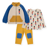 Bobo Choses Baby Little Tin Soldiers Quilted Zip Sweatshirt, l/s T-Shirt & Pants Set ~ Multi