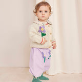 Bobo Choses Baby Pansy Flower Printed Blouse & Paperbag Pants Set ~ Off-White/Lavender