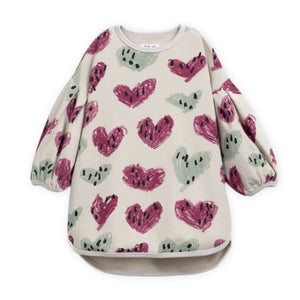 Play Up Girls Hearts Print Fleece Dress ~ Taupe