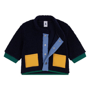 Petit Bateau Baby Sherpa Jacket ~ Navy Multi