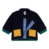 Petit Bateau Baby Sherpa Jacket ~ Navy Multi