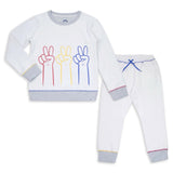 Appaman Boys Revel Peace Sign Crewneck & Sidewalk Sweats Set ~ Heather Mist