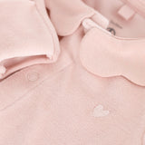 Petit Bateau Velour Front Snap Footie w/ Scalloped Collar ~ Light Pink