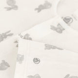 Petit Bateau Front Snap Bunny Print Footie ~ White/Grey