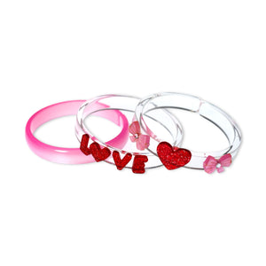 Lilies & Roses Pink & Red Glitter Love Bracelet Set