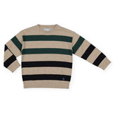 Mayoral Boys Striped Knit Sweater ~ Heathered Rock/Alpine/Black