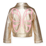 Baby Sara Metallic Moto Jacket w/ Butterfly Detail ~ Gold