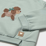Mayoral Baby Girl Parisian Poodle Sweatshirt & Leopard Print Corduroy Pants Set ~ Anise/Walnut