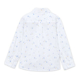 Mayoral Boys Sailboat Print l/s Linen Shirt ~ Off-White/Blue