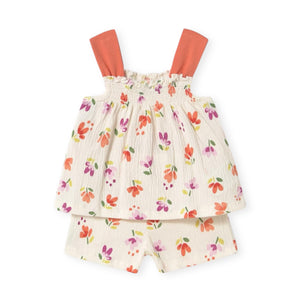 Mayoral Baby Girl Bambula Floral Shorts Set ~ Carrot