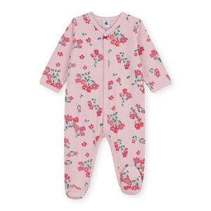 Petit Bateau Front Snap Floral Print Footie ~ Pink Multi