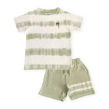 Mish Light Olive Stripe Tie Dye Tee & Shorts Set