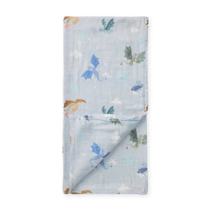 Loulou Lollipop Muslin Swaddle ~ Magical Dragons