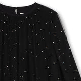 Billieblush Pleated Rhinestone l/s Dress ~ Black