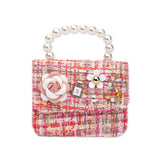 Petite Hailey Flower Tweed Handbag