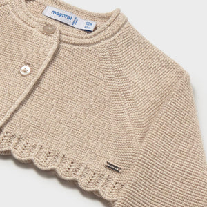 Mayoral Baby Girl Cropped Knit Cardigan ~ Beige