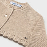 Mayoral Baby Girl Cropped Knit Cardigan ~ Beige