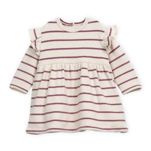 Play Up Baby Striped Jersey Ruffle Dress ~ Natural/Dark Rose