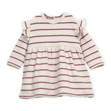 Play Up Baby Striped Jersey Ruffle Dress ~ Natural/Dark Rose