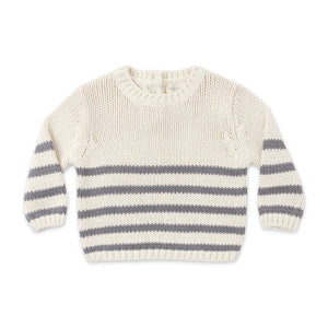 Quincy Mae Rex Knit Sweater ~ Slate Stripe