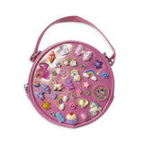 Bari Lynn Round Galaxy Jeweled Charm Bag w/ Crossbody Strap ~ Fuchsia