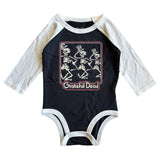 Rowdy Sprout Grateful Dead Skellies l/s Raglan Onesie ~ Black/White
