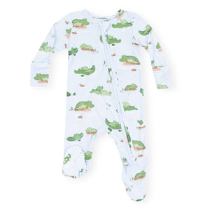 Angel Dear 2 Way Zipper Footie ~ Alligators Blue