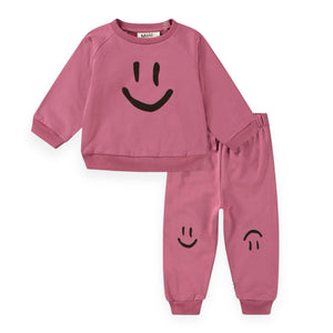 Molo Baby Disc Sweatshirt & Simeon Sweatpants Set ~ Dark Rose