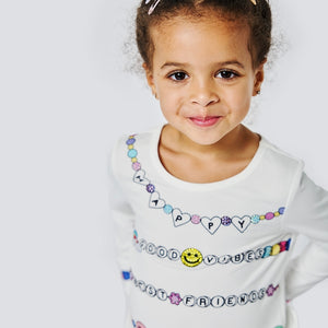 Baby Sara Friendship Bracelet l/s Top ~ White Multi