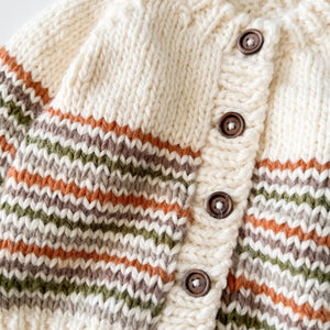 The Blueberry Hill Knit Woodland Stripe Cardigan ~ Cream/Multi
