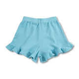 Bobo Choses Girls Pixel Daisy Ruffled Top & Shorts Set ~ Light Blue