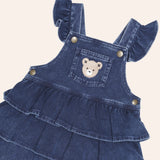 Huxbaby Dreamy Denim Overall Dress & Ribbed l/s Top Set ~ Blue Denim/Ink Stripe