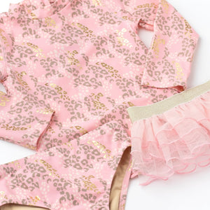 Shade Critters Baby l/s Rashguard Set w/ Tutu ~ Pink Leopard Spots