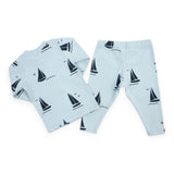 Oh Baby! Sailboats Print 2pc Set ~ Sky Blue/Denim