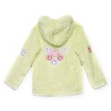 Hannah Banana Hooded Faux Fur Coat w/ Sequin Appliques ~ Lime