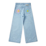 Stella McCartney Girls Wide Leg Jeans w/ Flowers ~ Blue