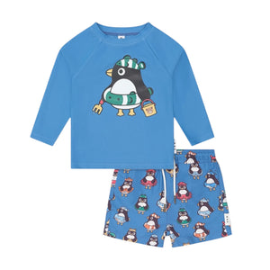 Huxbaby Percy Floatie Rashguard & Swim Shorts Set ~ Blue Multi