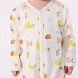 Petit Bateau Front Snap Tutti Frutti Print Footie ~ White Multi