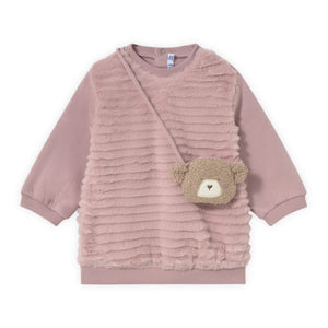 Mayoral Baby Girl Faux Fur Dress w/ Bear Bag ~ Crystal