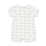 Petit Bateau s/s Whale Print Short Romper ~ White/Mint